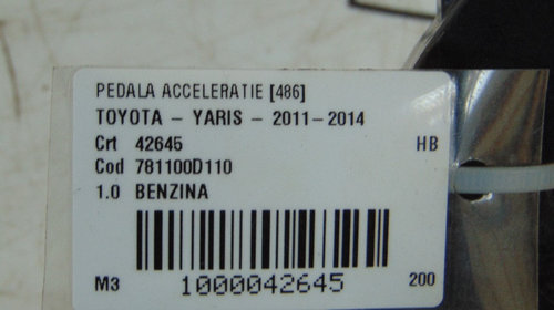 Pedala acceleratie Toyota Yaris din 2013