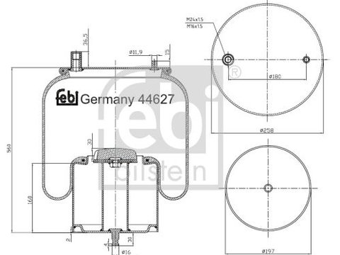 Perna aer 44627 FEBI BILSTEIN pentru Volvo 760 Volvo Fe