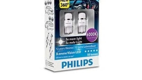 Philips set 2 bec led pozitie w5w 12v 60