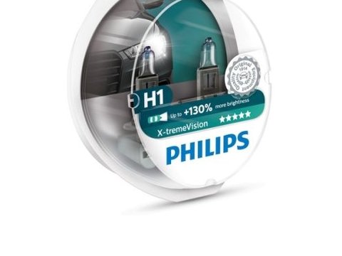 Philips set 2 becuri h1 12v x-treme vision plus 130 lumina