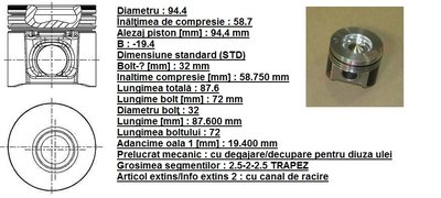 Piston echipat pt Fiat Ducato,Iveco Daily ll,3 (28