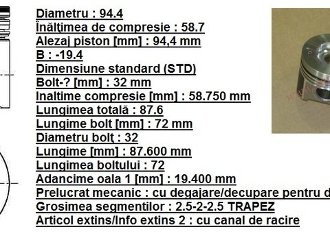 Piston echipat pt Fiat Ducato,Iveco Daily ll,3 (2800 cc Diesel)