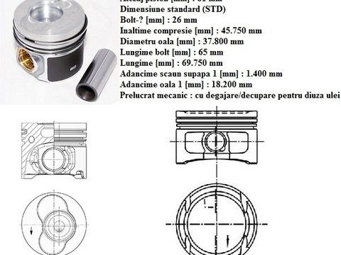 Piston echipat pt VW Multivan,Touareg,Transporter motor 2.5 TDI