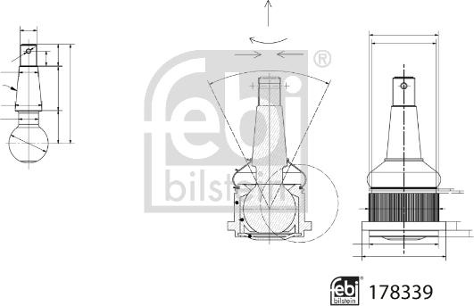 Pivot MERCEDES-BENZ C-CLASS (C205), Compartiment, 10.2015 - Febi Bilstein 178339