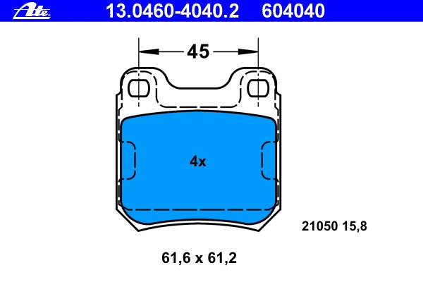 Placute frana 13 0460-4040 2 ATE pentru Opel Omega Opel Senator Opel Calibra Opel Vectra