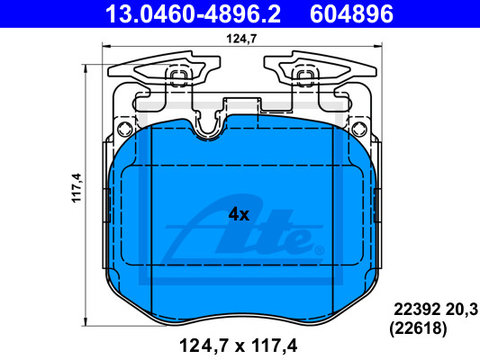 Placute frana 13 0460-4896 2 ATE pentru Bmw Seria 7 Bmw Seria 5 Bmw Seria 6 Bmw X5 Bmw Seria 8 Bmw X7 Bmw Seria 3