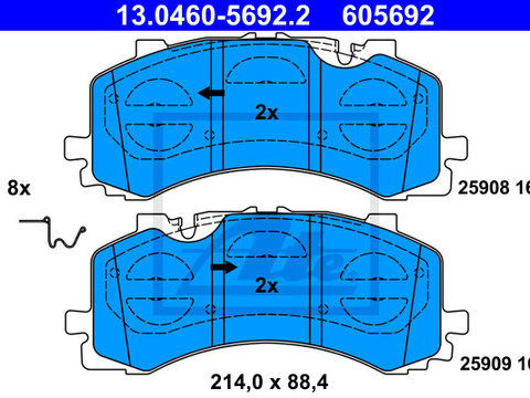 Placute frana 13 0460-5692 2 ATE pentru Audi Q7 Audi A8 Audi A7 Vw Touareg Audi Q8 Audi A6