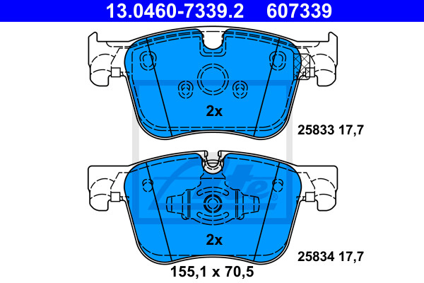 Placute frana 13 0460-7339 2 ATE pentru Peugeot 3008 Peugeot 5008 Opel Grandland Peugeot Rifter CitroEn C4 CitroEn Grand Opel Combo Peugeot 508 CitroEn Berlingo CitroEn C5