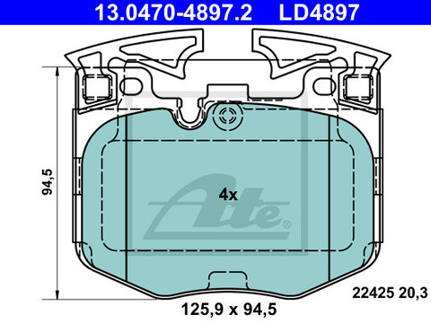 Placute frana 13 0470-4897 2 ATE pentru Bmw Seria 7 Bmw Seria 5 Bmw Seria 6 Bmw X3 Bmw X4 Bmw X5 Bmw Seria 3 Bmw Z4 Bmw X7