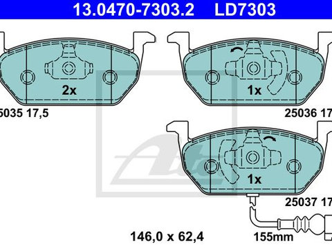 Placute frana 13 0470-7303 2 ATE pentru Seat Leon Vw Golf Audi A3 Skoda Octavia