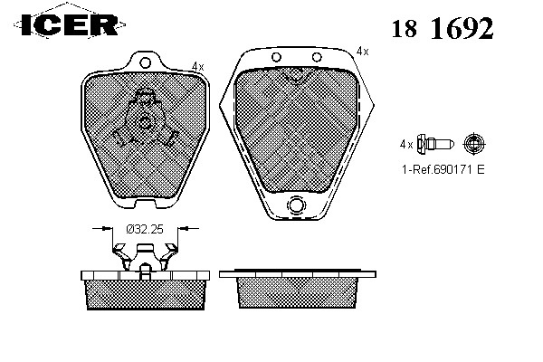 Placute frana 181692 ICER pentru Audi A4