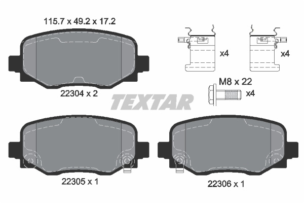 Placute frana 2230401 TEXTAR pentru Fiat 500x