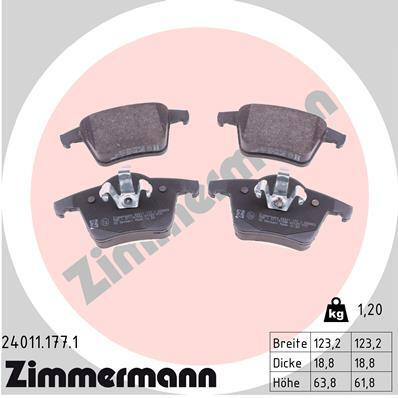 Placute frana 24011 177 1 ZIMMERMANN pentru Volvo Xc90