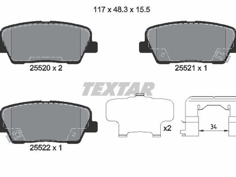 Placute frana 2552003 TEXTAR pentru Hyundai Equus Hyundai Santa