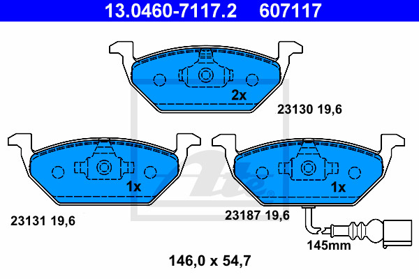 Placute frana # Audi A2 2000 2001 2002 2003 2004 2005 # 13 0460 7117 2 # ATE