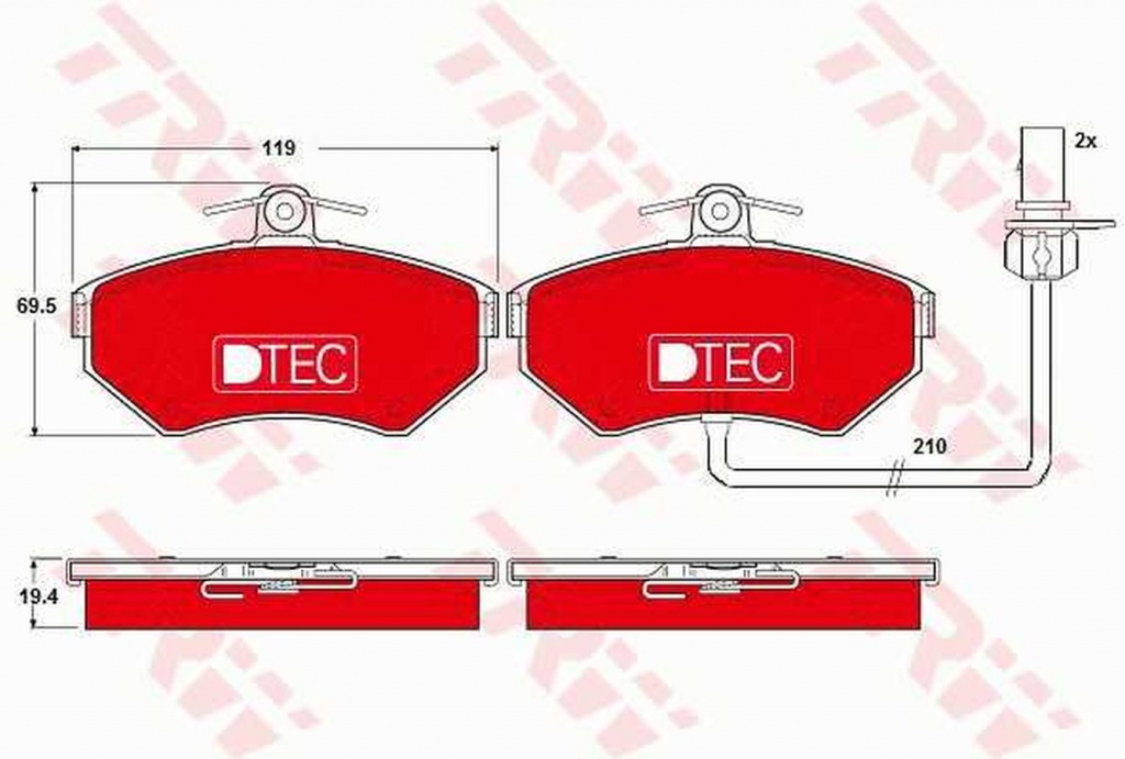 Placute frana AUDI A4 8E2 B6 TRW GDB1366DTE