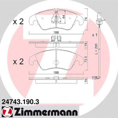 Placute frana AUDI A4 Avant (8K5, B8) (2007 - 2015) ZIMMERMANN 24743.190.3