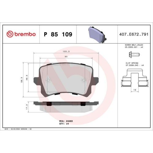 Placute frana Audi Q3 (8ub), Seat Alhambra (710), VW CC B7 (358), Golf 5 (1k1), Passat B7 (362), Passat Alltrack B7 (365), Passat B6 (3c2), Passat B6 Variant (3c5), Sharan (7n1), Tiguan (5n), punte spate, BREMBO