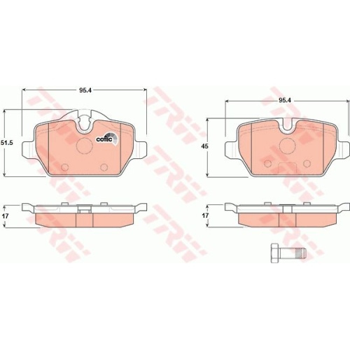 Placute frana Bmw Seria 1 (E81), 09.2006-12.2011, Seria 3 (E90), 02.2004-12.2011, Fiat Ducato Platou / Sasiu (250, 290), 07.2006-, Mini Countryman (R60), 01.2010-10.2016, Mini Paceman (R61), TRW