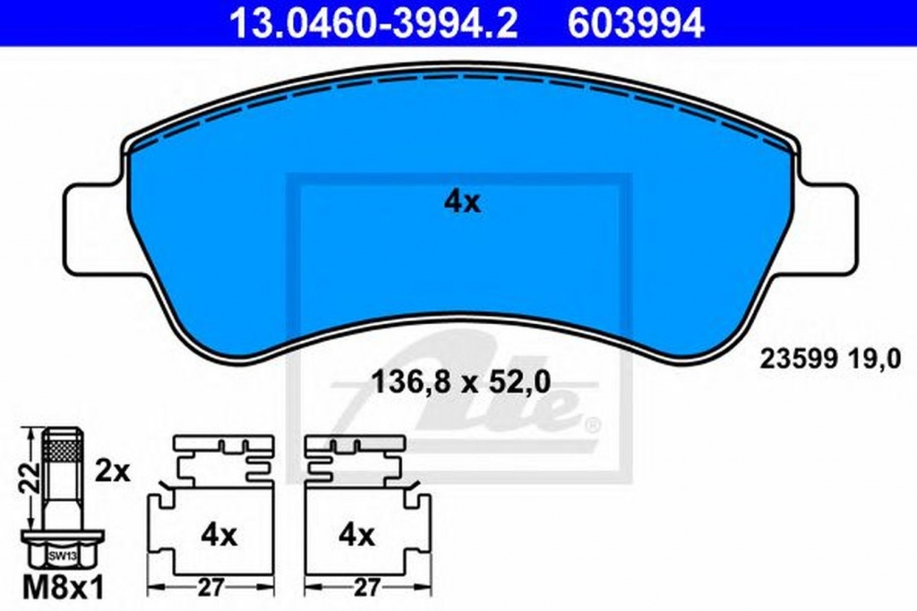 Placute frana CITROEN C3 I FC ATE 13046039942
