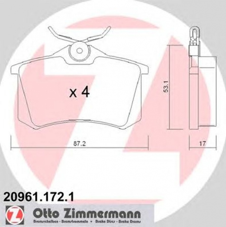 Placute frana CITROEN C4 II B7 ZIMMERMANN 209611721