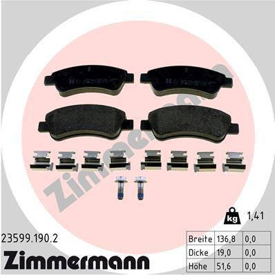 Placute frana # CitroEn Ds3 2010 2011 2012 2013 2014 2015 # 23599 190 2 # ZIMMERMANN