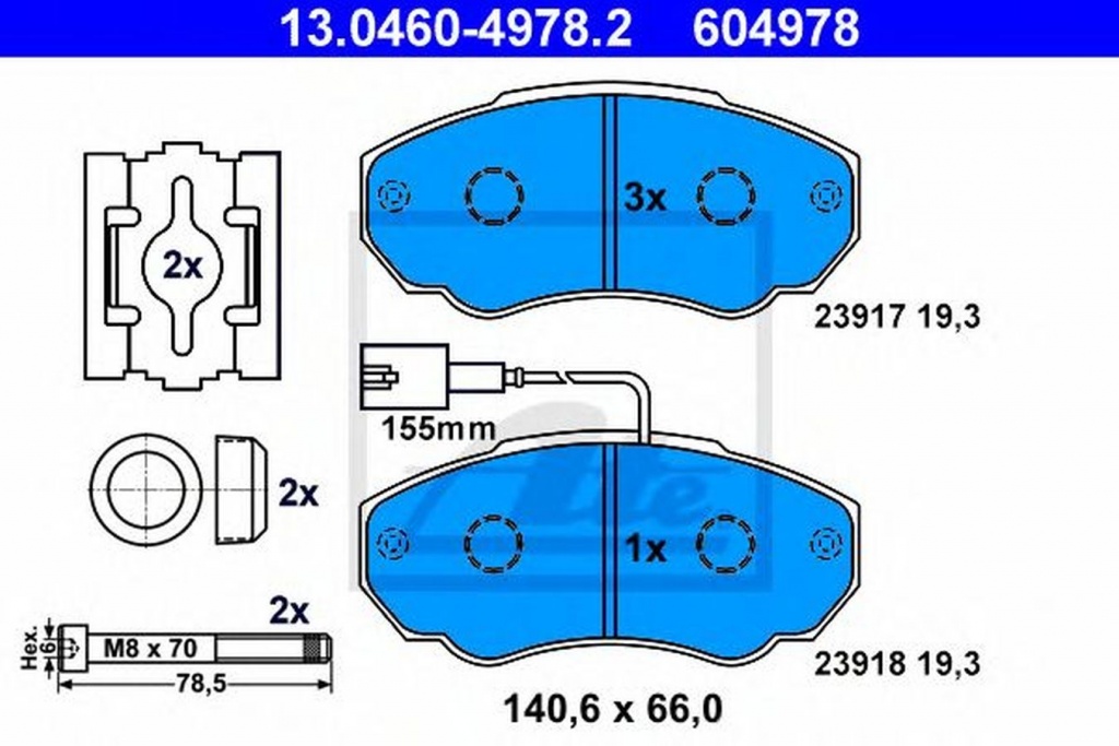 Placute frana CITROEN JUMPER platou sasiu 244 ATE 13046049782