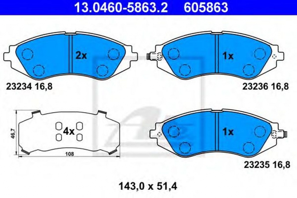 Placute frana DAEWOO LACETTI hatchback KLAN ATE 13046058632