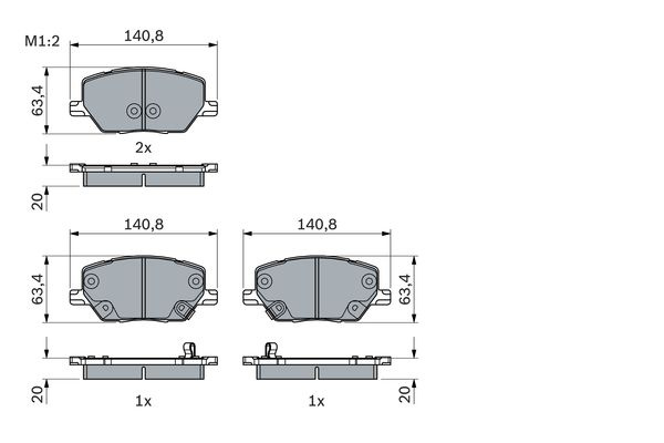 PLACUTE FRANA ~ Fata FIAT 500X (334_) 2014 2015 2016 2017 2018 2019 2020 ~ 0 986 494 941 ~ BOSCH