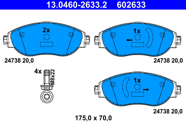 PLACUTE FRANA ~ Fata VW GOLF VIII (CD1) 2019 ~ 13.0460-2633.2 ~ ATE