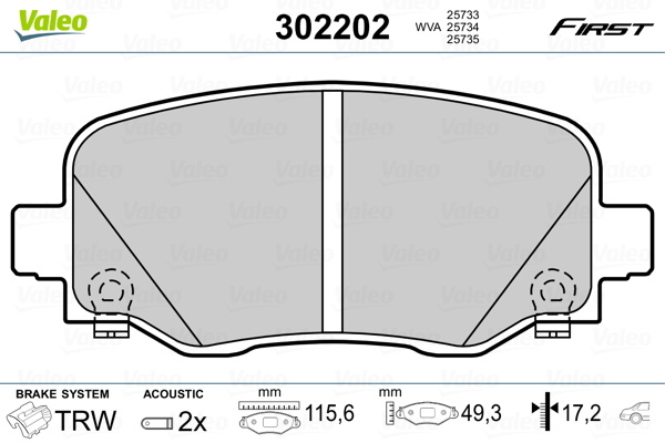 Placute frana # Fiat 500x 2014 2015 2016 2017 2018 2019 2020 2021 2022 2023 2024 2025 # 302202 # VALEO