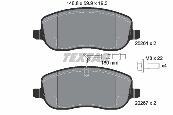 Placute frana # Fiat Scudo 1996 1997 1998 1999 2000 2001 2002 2003 2004 2005 2006 # 2026101 # TEXTAR