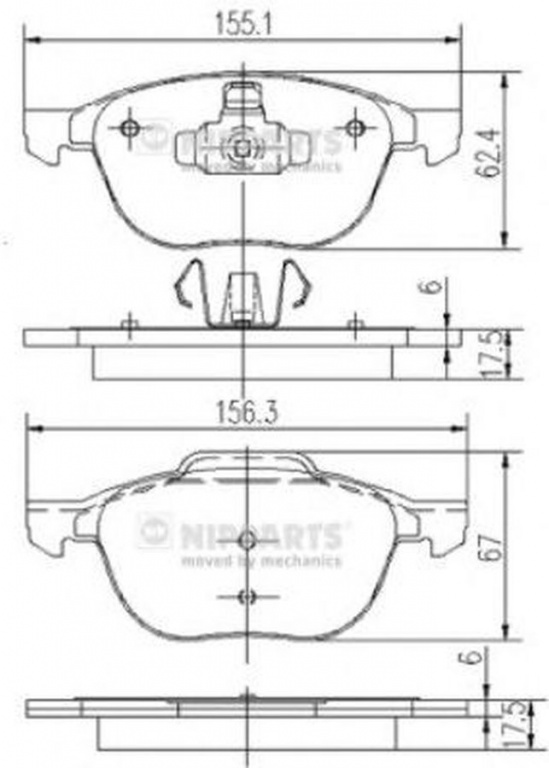 Placute frana FORD FOCUS II combi DA NIPPARTS J3603063