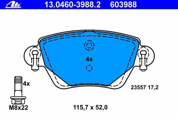 Placute frana # Ford Mondeo 2000 2001 2002 2003 2004 2005 2006 2007 # 13 0460 3988 2 # ATE