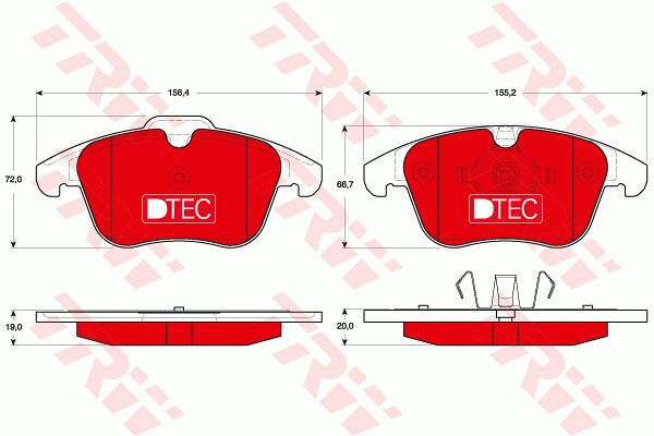 Placute frana GDB1683DTE TRW pentru Land rover Freelander Land rover Lr2 Ford Mondeo Ford Galaxy Ford S-max Volvo S80 Mercedes-benz Vito Volvo Xc70 Volvo V70 Volvo S60