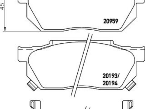 Placute frana Honda Accord 2 (Ac, Ad), Accord 2 Hatchback (Ac, Ad), Civic 4 (Ec, Ed, Ee), Civic 5 Hatchback (Eg), Crx 1 (Af, As), Prelude 2 (Ab) SRLine parte montare : Punte fata