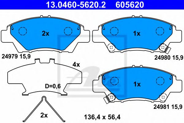 Placute frana HONDA INSIGHT (ZE_) (2009 - 2016) ATE 13.0460-5620.2