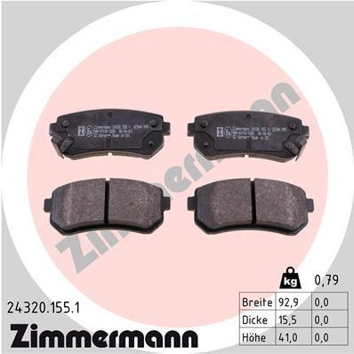 Placute frana # Hyundai Ix20 2010 2011 2012 2013 2014 2015 2016 2017 2018 2019 2020 2021 2022 2023 2024 2025 # 24320 155 1 # ZIMMERMANN
