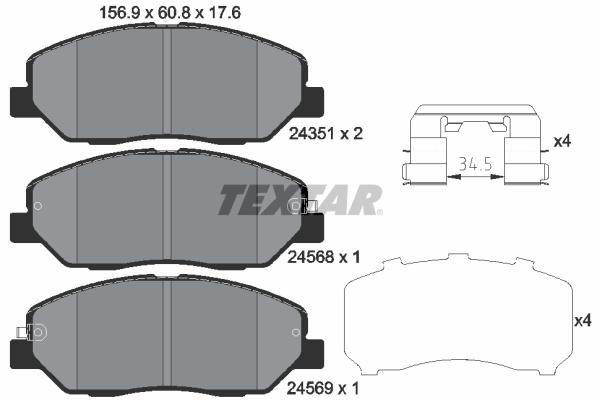 Placute frana # Kia Sorento 2010 2011 2012 2013 2014 2015 2016 2017 2018 2019 2020 2021 2022 2023 2024 2025 # 2435101 # TEXTAR