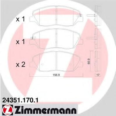 Placute frana # Kia Sorento 2010 2011 2012 2013 2014 2015 2016 2017 2018 2019 2020 2021 2022 2023 2024 2025 # 24351 170 1 # ZIMMERMANN