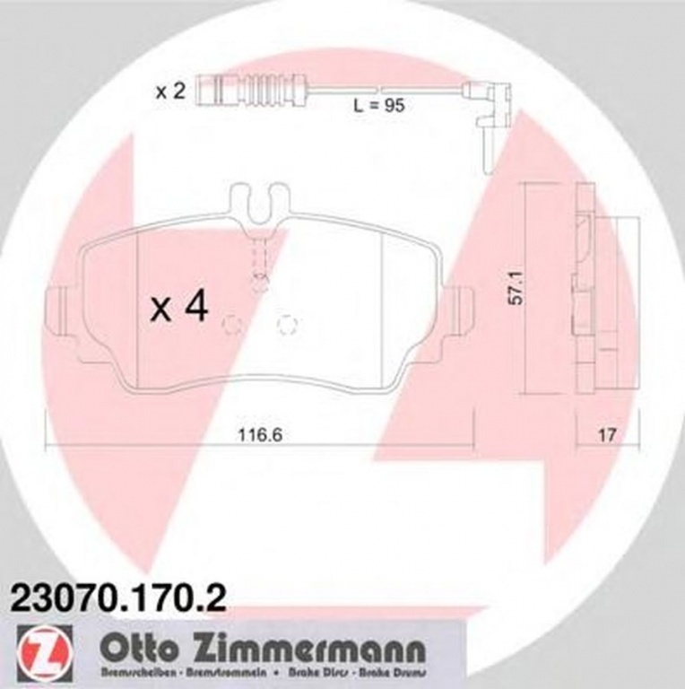 Placute frana MERCEDES-BENZ A-CLASS W168 ZIMMERMANN 230701702