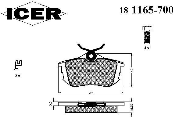 Placute frana # Mitsubishi Colt 2004 2005 2006 2007 2008 2009 2010 2011 2012 # 181165 700 # ICER