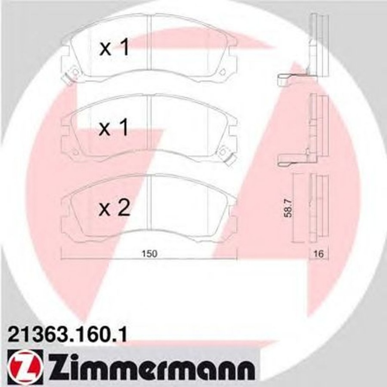 Placute frana MITSUBISHI GALANT V limuzina E5 A E7 A E8 A ZIMMERMANN 213631601