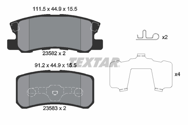 Placute frana # Mitsubishi Lancer 2007 2008 2009 2010 2011 2012 2013 2014 2015 2016 2017 2018 2019 2020 2021 2022 2023 2024 2025 # 2358202 # TEXTAR