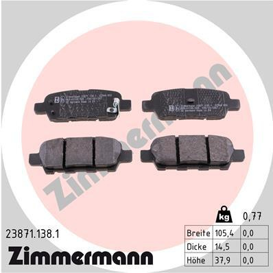 Placute frana # Nissan Leaf 2010 2011 2012 2013 2014 2015 2016 2017 2018 2019 2020 2021 2022 2023 2024 2025 # 23871 138 1 # ZIMMERMANN