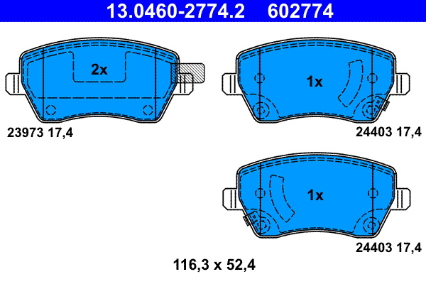 Placute frana # Nissan Micra 2010 2011 2012 2013 2014 2015 2016 2017 2018 2019 2020 2021 2022 2023 2024 2025 # 13 0460 2774 2 # ATE