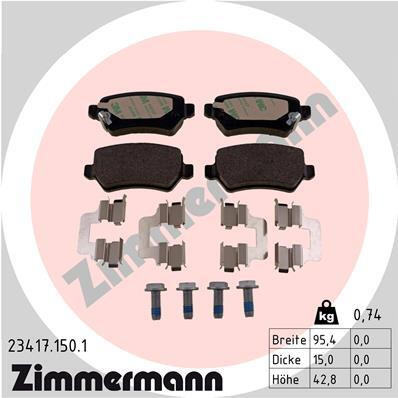 Placute frana # Opel Combo 2001 2002 2003 2004 2005 2006 2007 2008 2009 2010 2011 2012 2013 2014 2015 2016 2017 2018 2019 2020 2021 2022 2023 2024 2025 # 23417 150 1 # ZIMMERMANN