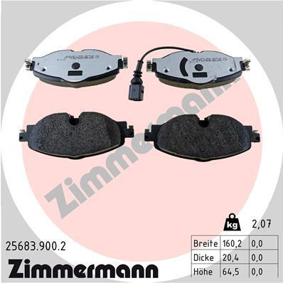 Placute frana ~ PASSAT B8 (3G2, CB2) 2.0 TDI limuzina 1,968 110 diesel ~ 25683.900.2 ~ ZIMMERMANN