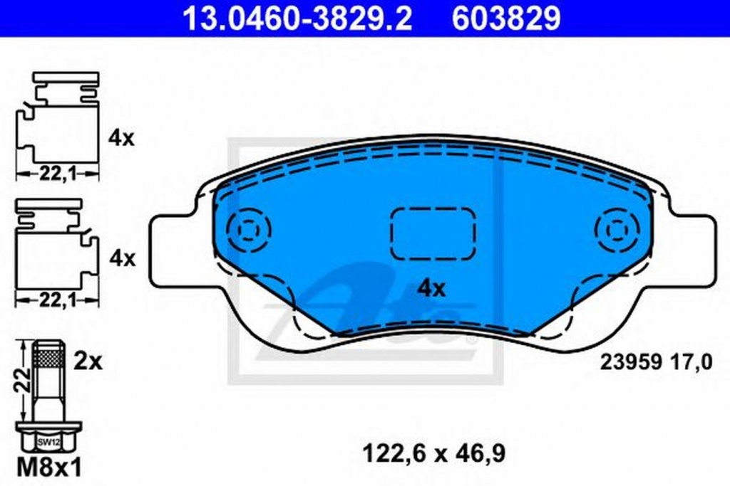 Placute frana PEUGEOT 107 ATE 13046038292
