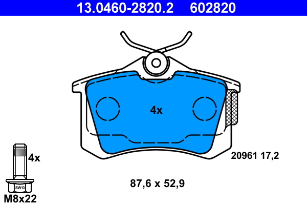 Placute frana # Peugeot 307 2006 2007 2008 2009 2010 2011 2012 2013 2014 2015 2016 2017 2018 2019 2020 2021 2022 2023 2024 2025 # 13 0460 2820 2 # ATE